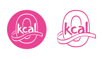 0 kcal icon in drawn flat style - stamp for packaging of zero calories diet food packaging - zero sign with measuring tape around