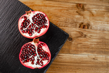 pomegranate on wooden background