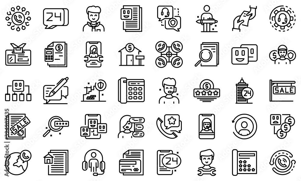 Poster agent icons set. outline set of agent vector icons for web design isolated on white background