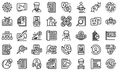 Agent icons set. Outline set of agent vector icons for web design isolated on white background