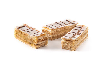 Millefoglie or French mille-feuille isolated on white background