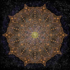 Orange round ornamental mandala