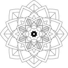 Easy Mandala coloring book simple and basic for beginners, seniors and children. Set of Mehndi flower pattern for Henna drawing and tattoo. Decoration in ethnic oriental, Indian style.