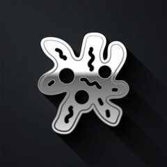 Silver Cell icon isolated on black background. Long shadow style. Vector.