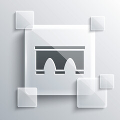 Grey Bridge for train icon isolated on grey background. Square glass panels. Vector.