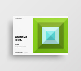 Creative business abstract horizontal front page vector mock up. Corporate geometric report cover illustration design layout. Company identity brochure template.