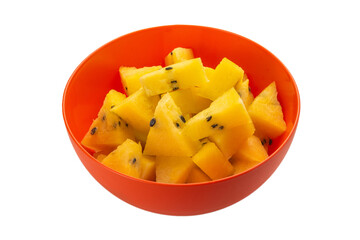 Yellow watermelon isolated on white background.