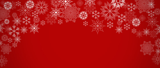 Naklejka na ściany i meble background for decoration for winter holidays. Merry Christmas and Happy New year. white snowflakes on a red background.