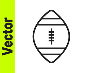 Black line American Football ball icon isolated on white background. Rugby ball icon. Team sport game symbol. Vector Illustration.