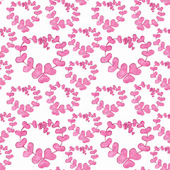 Valentine's Day. Valentine's Day pattern in soft pink with heart-shaped branches. Large ornament. Design for textiles, trimming and packaging.
