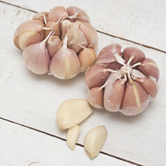 Garlic on wooden