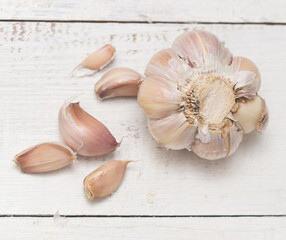 Garlic on wooden