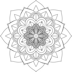 Easy Mandala coloring book simple and basic for beginners, seniors and children. Set of Mehndi flower pattern for Henna drawing and tattoo. Decoration in ethnic oriental, Indian style.