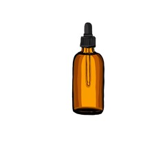 Glass bottle of serum which transparent isolated on a white background