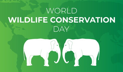 Green World Wildlife Conservation Day  Background Illustration with Elephant