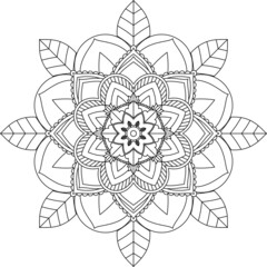 Easy Mandala coloring book simple and basic for beginners, seniors and children. Set of Mehndi flower pattern for Henna drawing and tattoo. Decoration in ethnic oriental, Indian style.