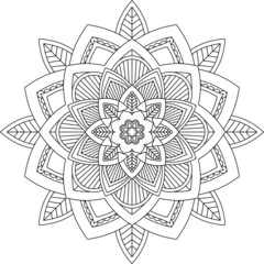 Fototapeta premium Easy Mandala coloring book simple and basic for beginners, seniors and children. Set of Mehndi flower pattern for Henna drawing and tattoo. Decoration in ethnic oriental, Indian style.