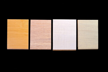 bamboo flooring samples against black