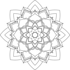 Obraz premium Easy Mandala coloring book simple and basic for beginners, seniors and children. Set of Mehndi flower pattern for Henna drawing and tattoo. Decoration in ethnic oriental, Indian style.