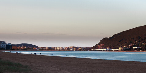 view of the beach at sunset