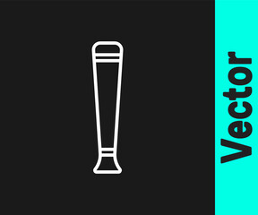 White line Police rubber baton icon isolated on black background. Rubber truncheon. Police Bat. Police equipment. Vector.