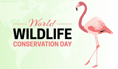 Colorful World Wildlife Conservation Day  Background Illustration with Flamingo