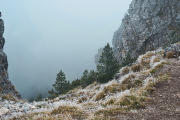 rocks high in the mountains