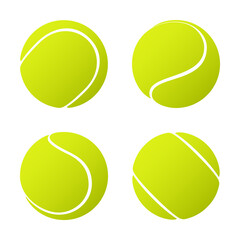 Set of tennis balls isolated on white background
