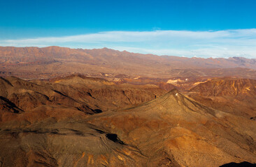 Aerial shot of the Colorado River area near  the famous Hoover Dam. Glen Canyon,  Lake Powell. Nevada, USA.  