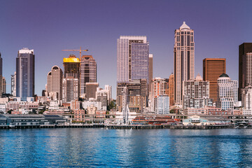 Fototapeta na wymiar View of downtown Seattle skyline in Seattle Washington, USA 