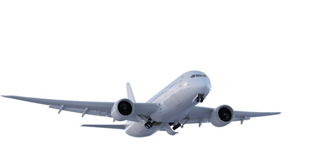 Commercial Jet Plane takes off isolate on white 3D render