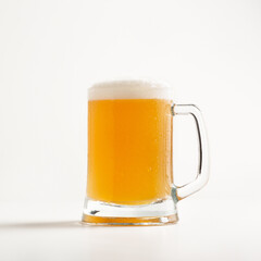 Lager, ale, beer advertising and most popular drink in pub in evening