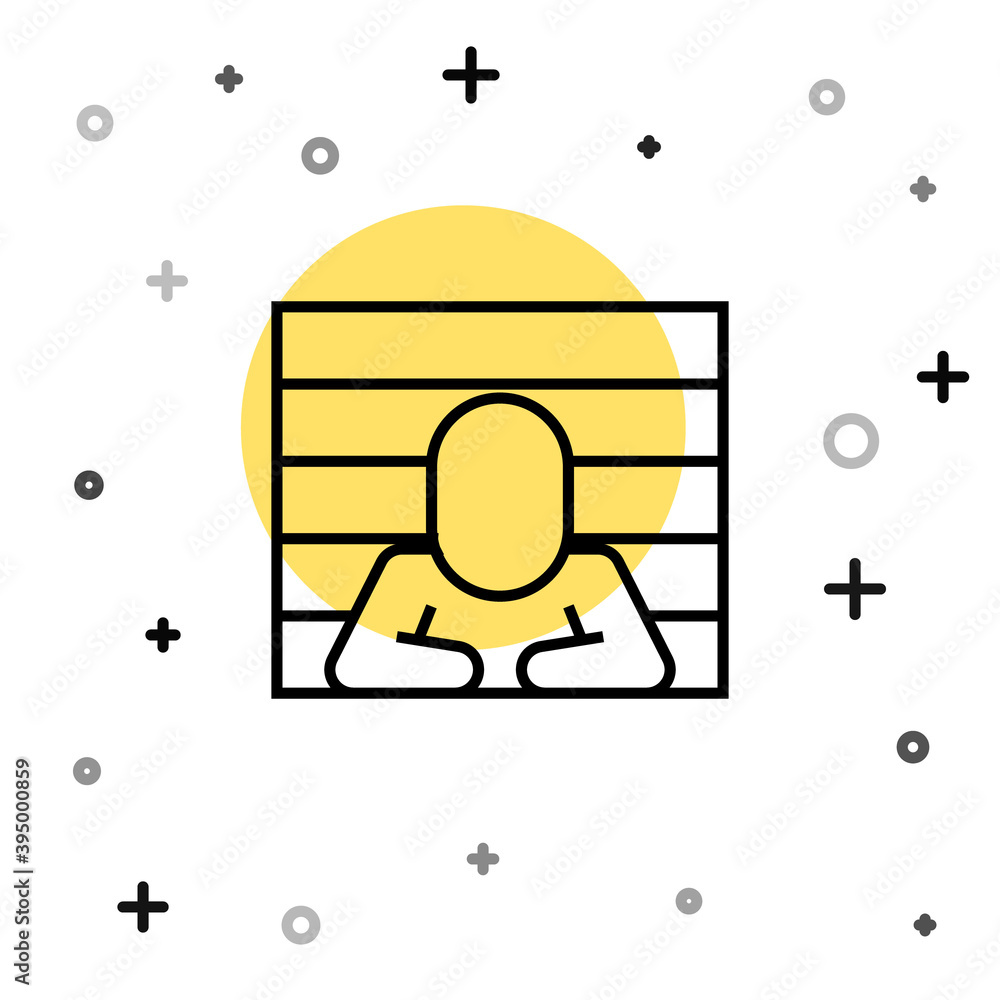 Poster black line prisoner icon isolated on white background. random dynamic shapes. vector.