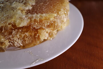
natural honey is called Karakovan honey in Turkish. close up.