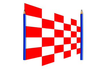 Optical illusion. Two pencils of the same size appear different sizes due to perspective.