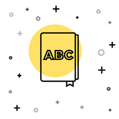 Black line ABC book icon isolated on white background. Dictionary book sign. Alphabet book icon. Random dynamic shapes. Vector.