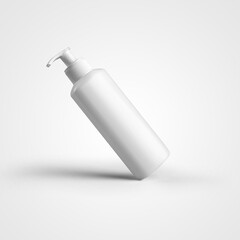 White jar template with pump, with shadows, isolated on background.