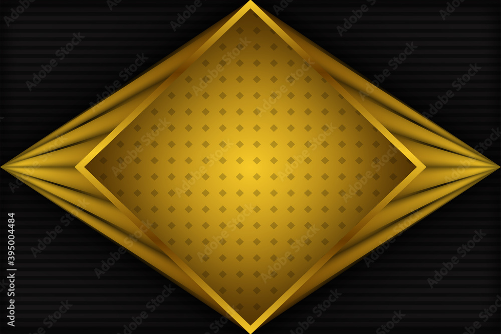 Poster abstract geometric background template use golden color combined with dark grey gradient black. squa