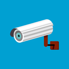 White CCTV isolated on cyan background vector illustration