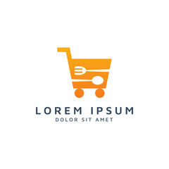 shopping and food negative space logo design