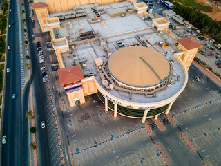Aerial view of RAK Mall in Ras al Khaimah emirate in the UAE