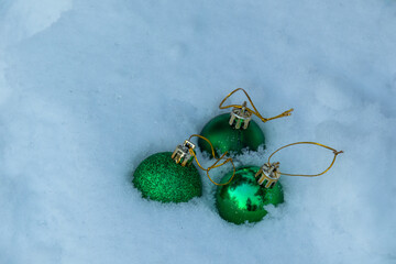 beautiful winter landscape, with snow, bright, Christmas tree toys on Christmas and New year's day
