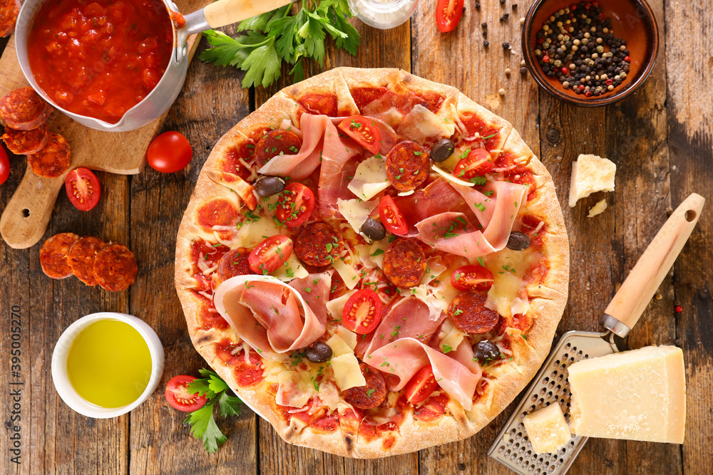 Canvas Prints pizza with ingredient- top view