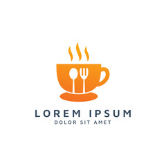 coffee and food negative space logo design