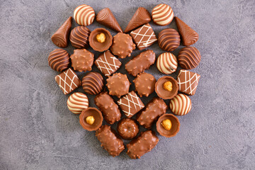 mixed chocolate candies- top view