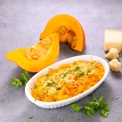 baked pumpkin with cream and cheese
