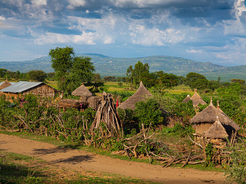Traditional ethiopian village in Lower Omo Valley