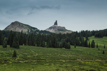 Scenic Million dollar high way. Countryside road, summer season in Colorado. Wilson Peak and the...