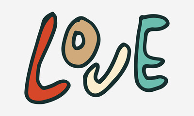 Obraz premium Doodle illustration of love word. Spring season. Hand drawn simple element. St Vaentines or mothers day greeting card