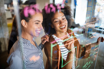 Successful company with happy workers. Business, meeting, office concept